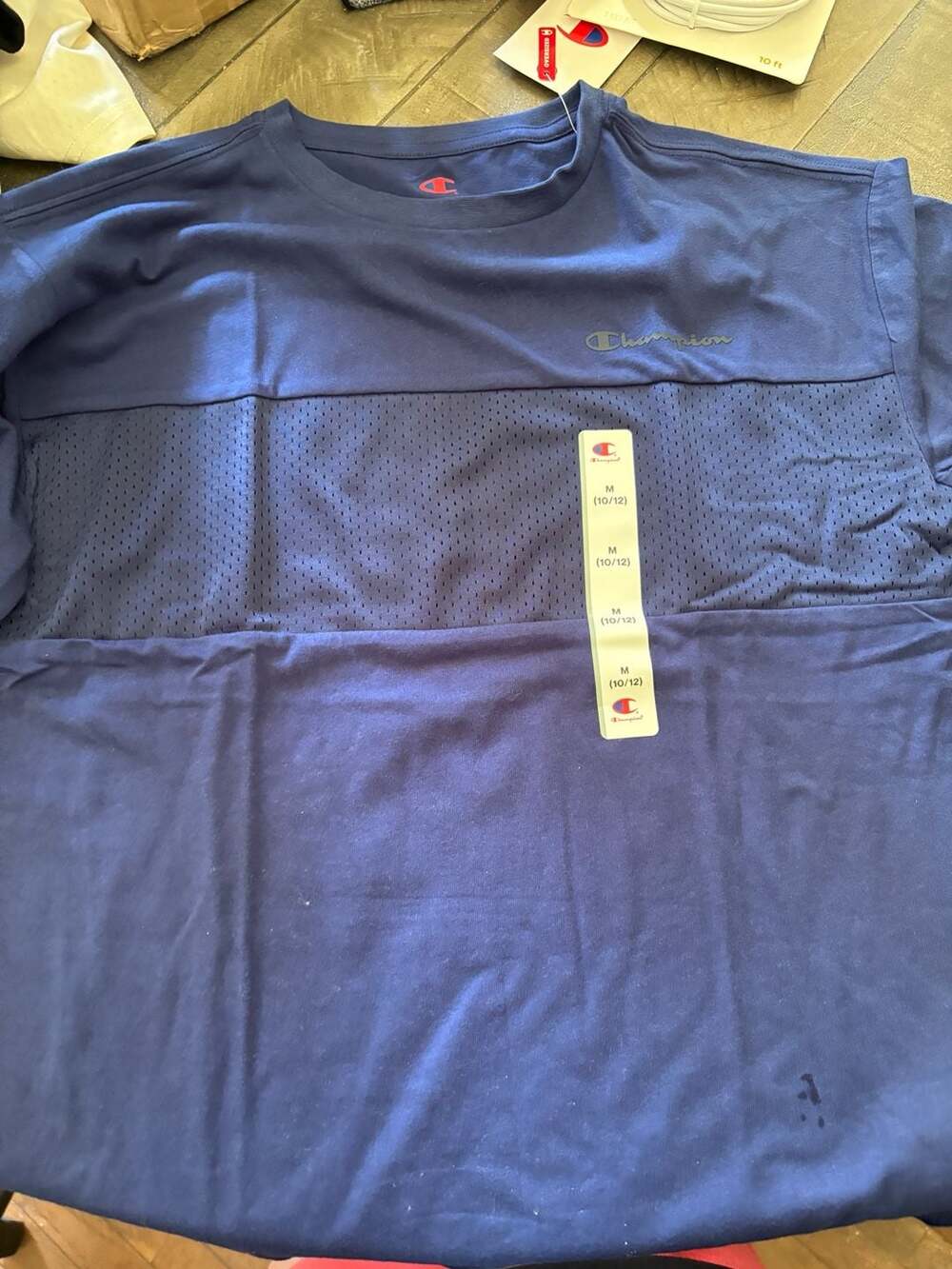 Champion Oversized Mesh Panel Tee Blue Depths M